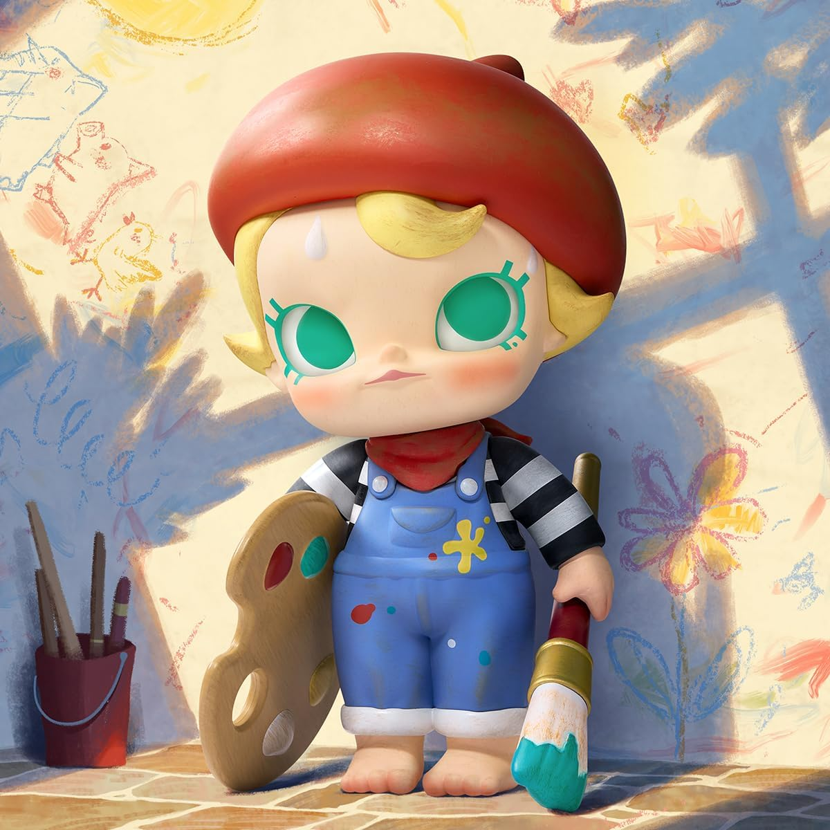 POP MART Baby Molly Baby Molly Future Painter 1 peça, design premium, presente para mulheres, boneco de ação colecionável chique e favorito dos fãs