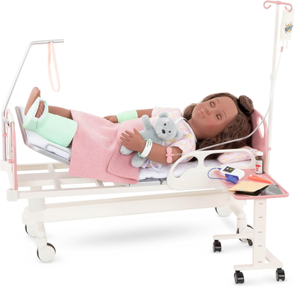 A Nossa Geração – Cama de Hospital para Bonecas – Conjunto de Médico – Vestido de Hospital, Estetoscópio, Kit Médico – Acessórios para Bonecas de 18 Polegadas – Brinquedos para Crianças a Partir dos 3 Anos – Cama para Melhoras