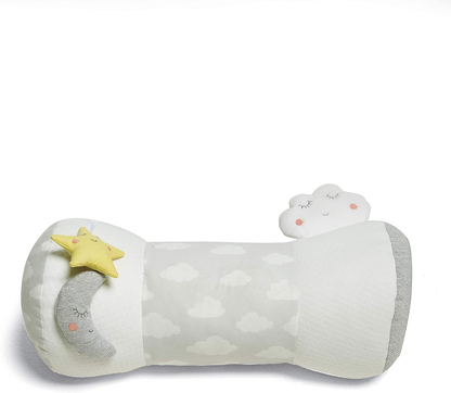 Mamas & Papas Tummy Time Roll, Almofada Interativa Suave para Bebé com Chocalho Integrado, Dream Upon A Cloud