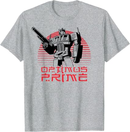 T-shirt Transformers Optimus Prime Retro Kanji Sunset Portrait