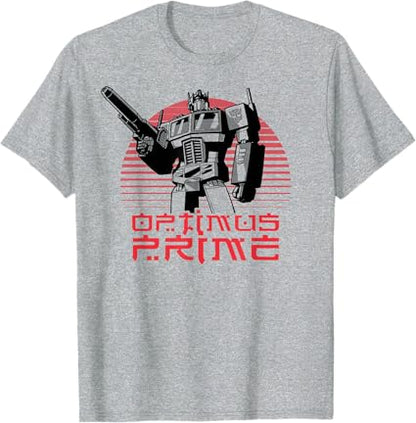 T-shirt Transformers Optimus Prime Retro Kanji Sunset Portrait