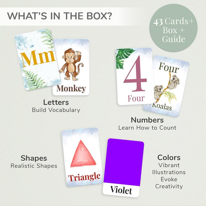 Tiny Trees® 43 Flash Cards para crianças de 2 anos I Animais, letras, números, formas e cores I Primeiras palavras Flash Cards - Inclui guia de exercícios para atividades de aprendizagem