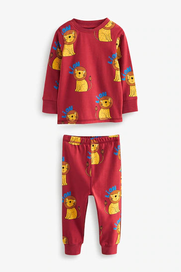 |Boy| Pacote De 3 Pijamas Aconchegantes – Animal Vermelho/Azul/Neutro (9 meses a 10 anos)