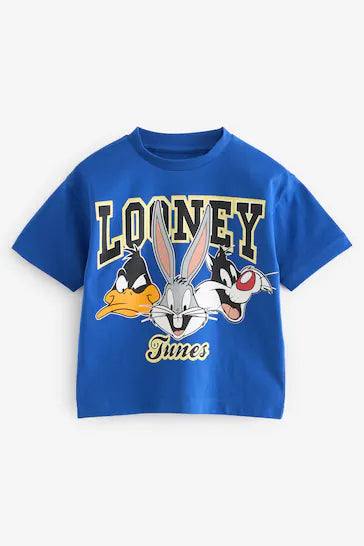 |BigBoy| Camiseta De Manga Curta Looney Tunes Azul Cobalto (3 meses - 8 anos)
