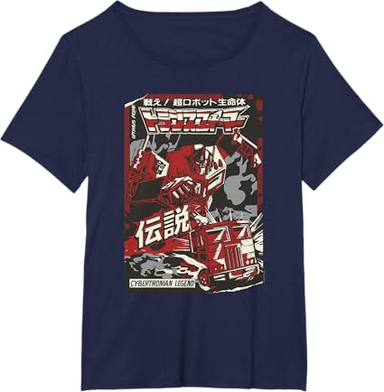 T-shirt Transformers Optimus Prime Capa de Banda Desenhada Japonesa Cybertroniana