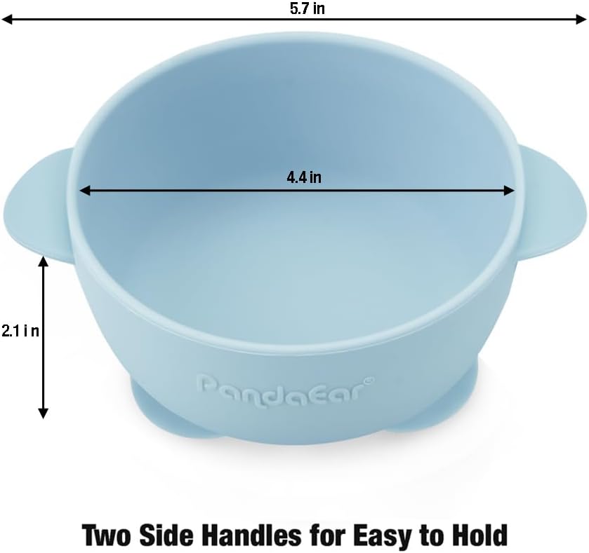 PandaEar Conjunto de 3 Tigelas de Silicone com Ventosa para Bebês, que Mantêm a Alimentação Firme, Ideais para a Introdução Alimentar de Bebês e Crianças Pequenas, Livres de BPA - Azul/Verde/Marrom