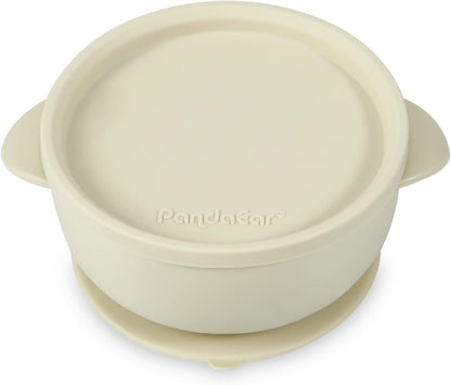 PandaEar Conjunto de 3 Tigelas de Silicone com Ventosa | Tigelas de Silicone Antivazamento com Tampas para Bebês, Crianças e Bebês | Macias, Seguras e Livres de BPA, próprias para Alimentos (Rosa Linho)