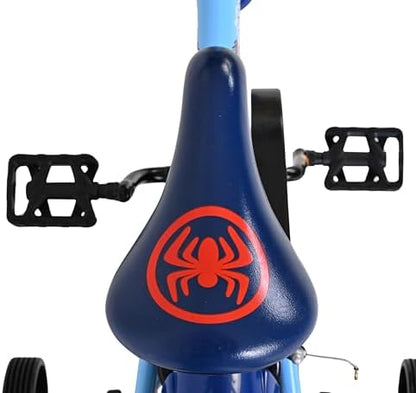 Bicicleta infantil Volare Marvel Homem-Aranha e Amigos Incríveis | Idade 3-5 anos | Roda de 12 polegadas | 2 freios de mão (dianteiro e traseiro), rodinhas de apoio removíveis e refletores nos pedais | Selim ajustável | Presente para meninos e meninas
