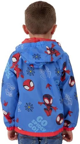 Jaqueta de chuva infantil Marvel, Homem-Aranha e seus amigos incríveis, jaqueta de chuva de super-heróis para meninos, tamanhos de 18 meses a 8 anos.