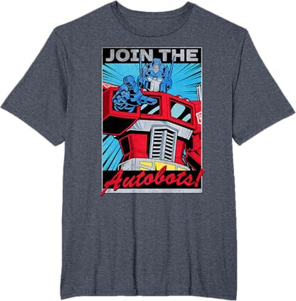 T-shirt com poster retro do Transformers Optimus Prime juntando-se aos Autobots