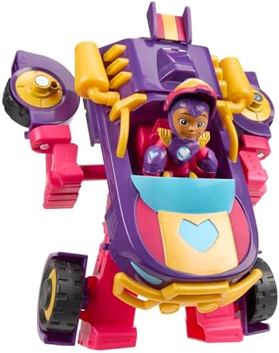 Marvel Homem de Ferro e seus Incríveis Amigos Ironheart - Traje Mecânico e Veículo 2 em 1, Figura de Ação e Veículo de Brinquedo, Roxo