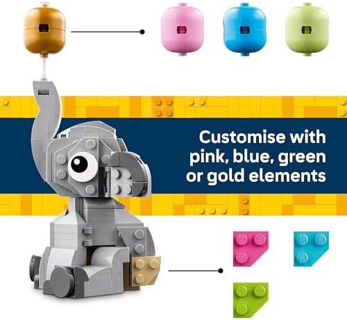 LEGO Elefante Bebê no Céu - Conjunto de Construção para Adultos - Kit de Modelo com Figura de Animal e Acessórios para Decoração de Quarto - Ideia de Presente para Recém-Nascido - 40814