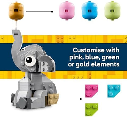 LEGO Elefante Bebê no Céu - Conjunto de Construção para Adultos - Kit de Modelo com Figura de Animal e Acessórios para Decoração de Quarto - Ideia de Presente para Recém-Nascido - 40814
