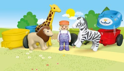 Playmobil | JUNIOR | Trem dos Animais | Trem colorido com animais, 4 vagões e cabine do condutor | Para crianças a partir de 1 ano | 72084