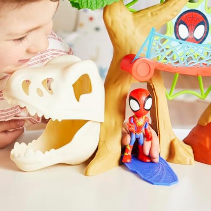 Homem-Aranha e seus amigos incríveis - Conjunto de brinquedo Casa na Árvore Dino-Webs da Marvel - Super-heróis
