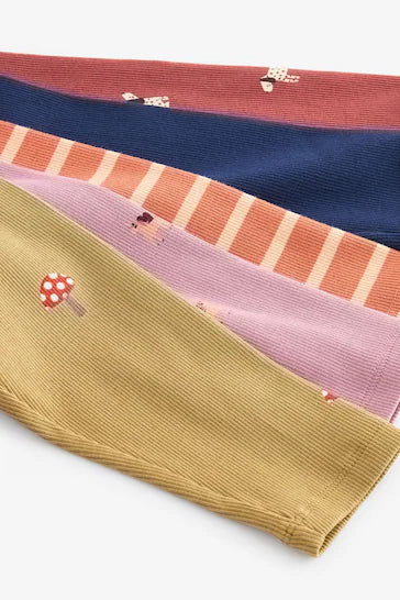 |Girl| Pacote De 5 Leggings Com Nervuras - Laranja Escuro (3 meses a 7 anos)