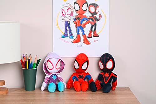 Disney 6315875812X12 Boneco de Ação Miles Morales do Aranhaverso, 25 cm, Pelúcia, com Olhos que Brilham no Escuro, Tamanho Único