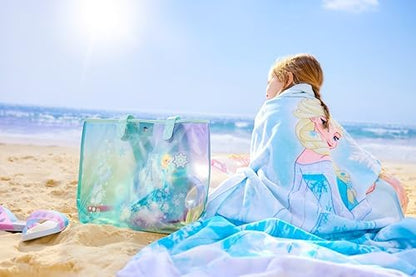 Toalha de praia oficial da Disney Store, estampa do Mickey Mouse em todas as cores, algodão macio, secagem rápida, ideal para piscina e banho infantil, 150 cm de altura x 74 cm de largura.