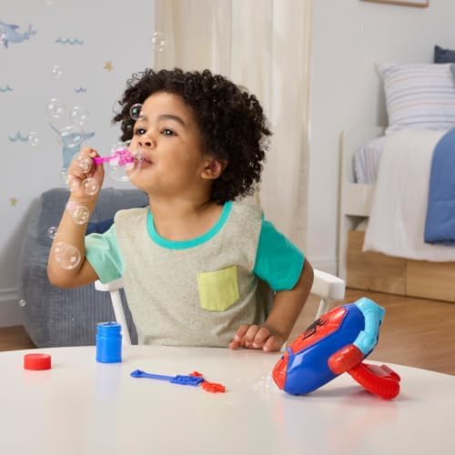 Marvel Homem-Aranha e Seus Incríveis Amigos – Lançador de Bolhas de Água com 3 Varinhas, Solução para Bolhas e Funil de Recarga – Brinquedo de Faz de Conta para Crianças a partir de 3 Anos