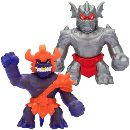 Heróis de Goo Jit Zu Stretch Strikers Versus Pack, Figuras de Ação Elásticas, Cavaleiro Elástico Blazagon VS Corruptagon Macio