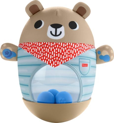 Fisher-Price Brinquedo inflável para bebês, Morcego da Floresta da Amizade e Urso Wobble, para atividades que estimulam a coordenação motora ampla. Indicado para bebês a partir de 6 meses. JLB83