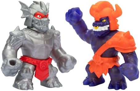 Heróis de Goo Jit Zu Stretch Strikers Versus Pack, Figuras de Ação Elásticas, Cavaleiro Elástico Blazagon VS Corruptagon Macio