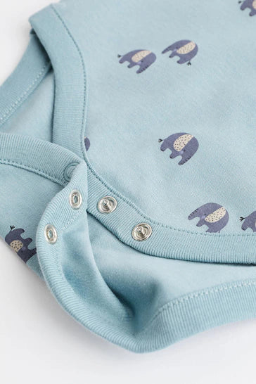 |BabyBoy| Pacote Com 5 Macacões Para Bebê Azul-Petróleo