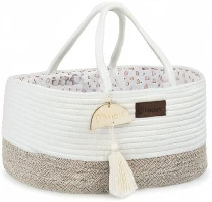 Yunioo Organizador de fraldas para itens essenciais de bebê para recém-nascidos, bolsa para troca de fraldas, cesta para presentes de chá de bebê, organizador de fraldas para trocador e trocador, cesta para guardar brinquedos