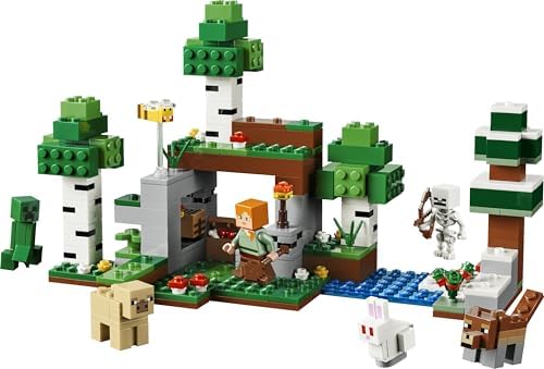 LEGO Minecraft Primeira Noite de Aventura - Brinquedo Interativo com 7 Figuras, incluindo Alex, Creeper, Esqueleto e Lobo da Floresta - Presente Gamer para Meninos e Meninas a partir de 8 Anos - 21593