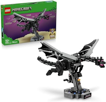 LEGO Minecraft Ender Dragon - Figura Interativa com Asas Metalizadas que Batem e Suporte para Portal de Saída, Ideal para Decoração de Quarto Infantil - Presente Perfeito para Meninos, Meninas e Fãs a partir de 10 Anos - 21595