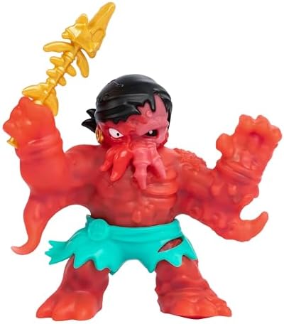 Heróis de Goo Jit Zu: Mar de Gosma Amaldiçoada. Brinquedo super macio, cheio de gosma, com gancho de segurança e figura de ação. Com rosto que muda de cor para revelar sua maldição.