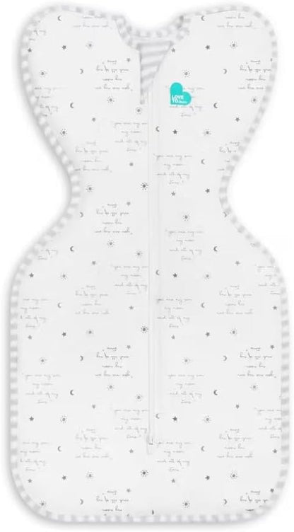 Love To Dream™ Swaddle UP™, Médio 6–8,5 kg – You Are My White | Ajuste perfeito, promove uma rotina de sono saudável | 0,2 Tog Ideal para primavera e verão (24–27 °C) | Algodão lavável à máquina com zíper duplo