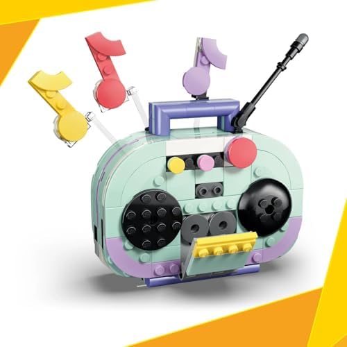 LEGO Creator 3 em 1 Piano Musical Decorativo com Brinquedo de Gato - Kit de Modelo Retrô que se Transforma em Rádio ou Toca-Discos - Decoração DIY para Quarto Infantil - Presente de Aniversário para Meninas e Meninos a partir de 9 Anos - 31392