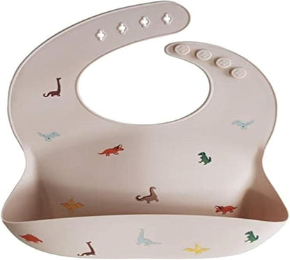 Mushie Babador de Silicone Baby | Babadores Impermeáveis com Ajuste Perfeito | Babadores Fáceis de Limpar para Alimentação do Bebê | 4 Tamanhos Ajustáveis com Bolsos Frontais Fundos | 100% Livre de BPA e Ftalatos