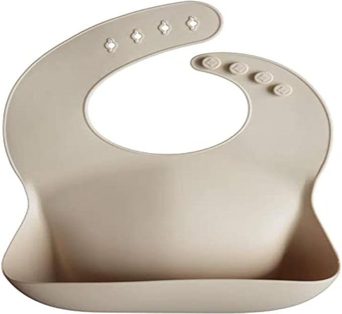 Mushie Babador de Silicone Baby | Babadores Impermeáveis com Ajuste Perfeito | Babadores Fáceis de Limpar para Alimentação do Bebê | 4 Tamanhos Ajustáveis com Bolsos Frontais Fundos | 100% Livre de BPA e Ftalatos