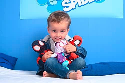 Boneco de pelúcia do Homem-Aranha Fantasma do Aranhaverso da Disney com olhos que brilham no escuro, multicolorido, tamanho único, 25 cm