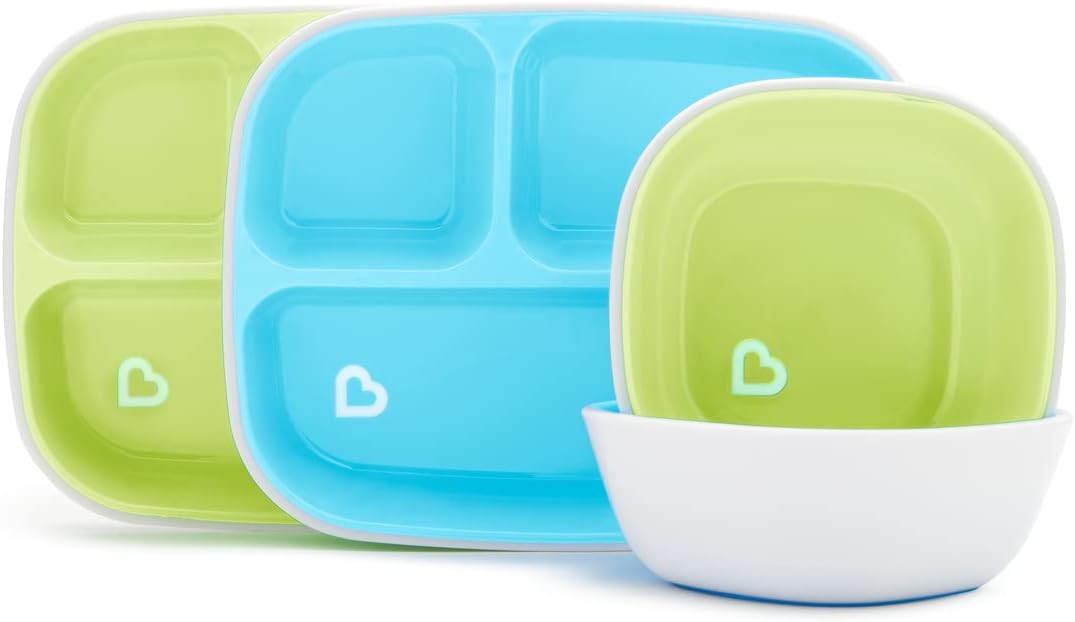 Platos antisalpicaduras con separadores y cuencos Munchkin - Kit de 4 