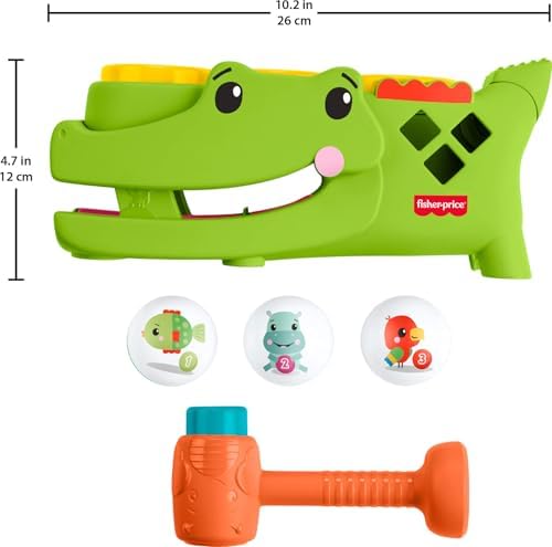 Fisher-Price Brinquedo para Bebês: Rolligator Sentado e Batente, Atividade de Engatinhar com Martelo e 3 Bolas para Desenvolvimento Infantil a partir de 9 Meses, JLB94