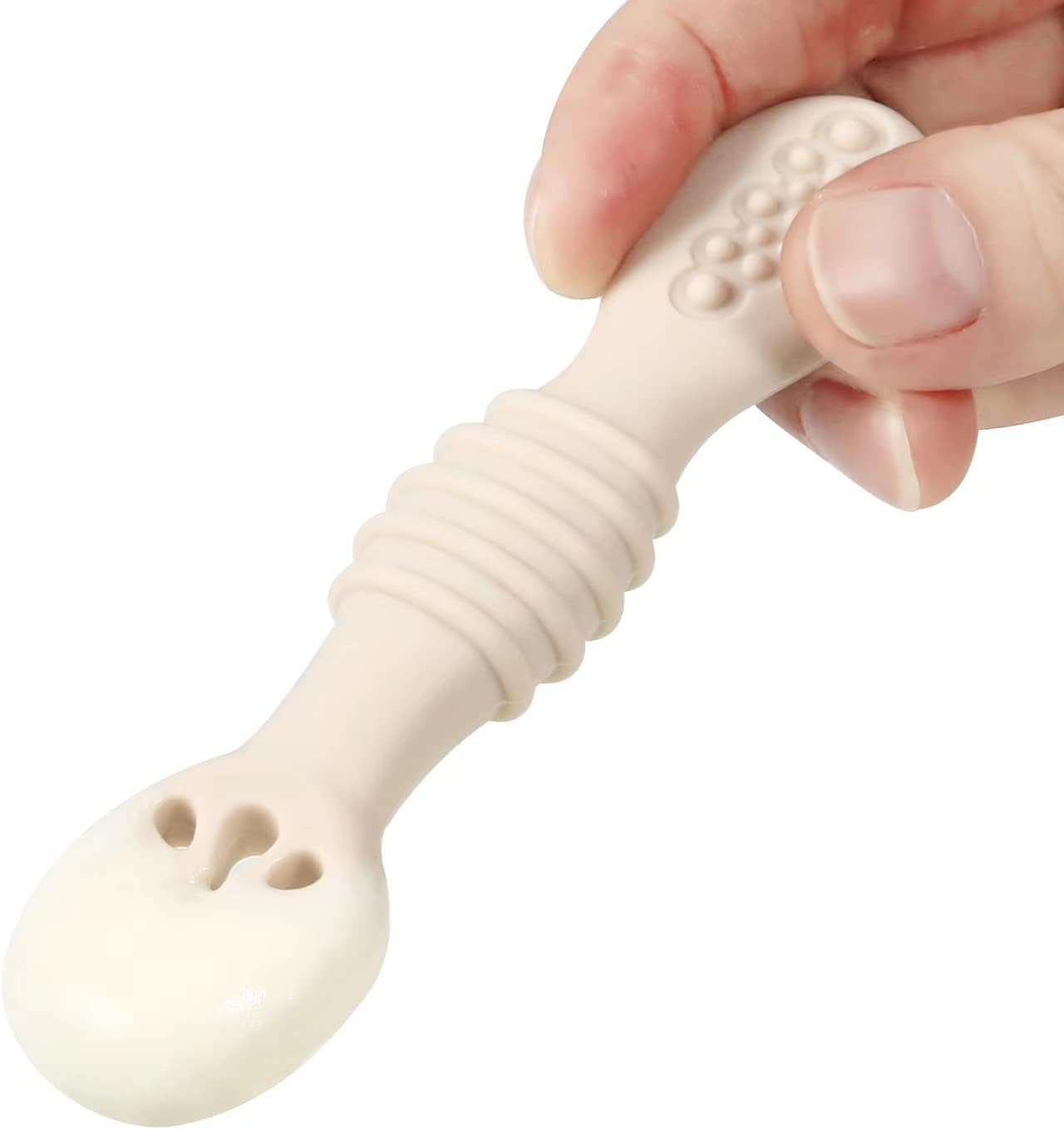 PandaEar Conjunto de 7 Colheres de Silicone para Desmame - Colheres para Alimentação Autodirigida para Crianças de 4 a 6 Meses, Método BLW (Baby Led Weaning)