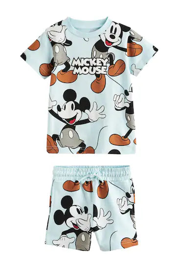|Boy| Conjunto De Camiseta e Shorts Azul Mickey De Manga Curta (3 meses a 8 anos)