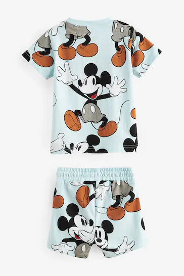 |Boy| Conjunto De Camiseta e Shorts Azul Mickey De Manga Curta (3 meses a 8 anos)