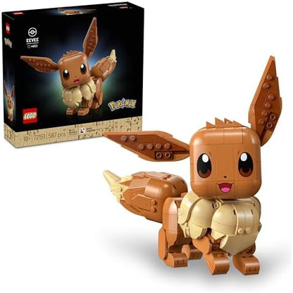 LEGO Pokémon Figura Eevee - Conjunto de Construção para Adultos - Kit de Modelo Anime com Membros, Orelhas e Cauda Articulados - Decoração DIY para Quarto ou Mesa - Ideia de Presente Colecionável para Fãs de Jogos - 72151