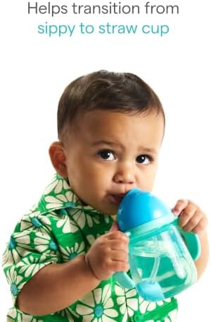 Munchkin Copo de Treinamento Tip and Sip | Kit com 2 | 6m+ | Canudo com Peso | Azul/Amarelo