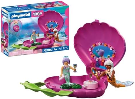 Playmobil | Fantasia e Magia | Bolsa de Concha de Sereia | Bolsa Portátil com 2 Sereias | Brinquedo de Sereia para Crianças a partir de 4 Anos | 72105