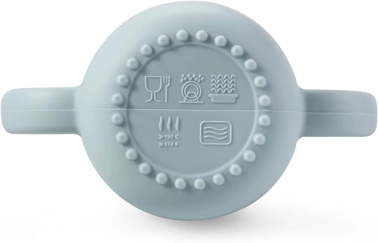 PandaEar 2 Pack Silicone Sippy Cups for Toddlers with Straw & Handles| Non Spill Baby Cups from 6 Months| Weaning Cup Toddler Drinking Cup Baby First Cup (White Blue)