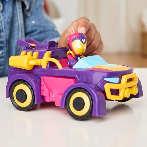 Marvel Homem de Ferro e seus Incríveis Amigos Ironheart - Traje Mecânico e Veículo 2 em 1, Figura de Ação e Veículo de Brinquedo, Roxo