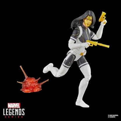 Figuras de ação da Madame Máscara e Ossos Cruzados da série Marvel Legends, nas cores dourada, preta e vermelha.