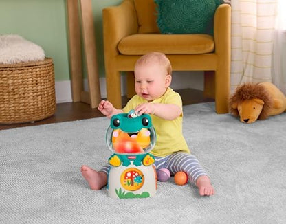Fisher-Price Brinquedo Baby: Sapo Musical com Luzes e Rolamentos, Bolas que Caim e 3 Bolas para Desenvolvimento Infantil (A partir de 6 Meses), JLB96