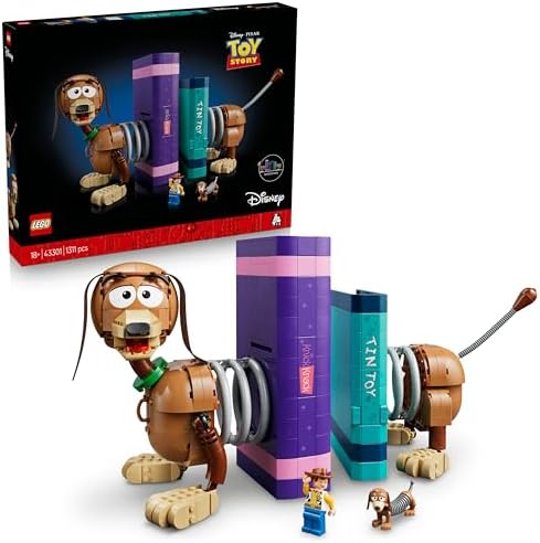 LEGO | Disney Pixar Toy Story Slinky Dog - Conjunto de Construção Decorativo para Estante de Livros para Adultos - Inclui Minifigura do Woody e Figura de Dachshund - Presente Nostálgico para Fãs - 43301