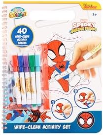 Livro de Atividades Apagável do Homem-Aranha | Livro de Colorir Apagável para Crianças a partir de 3 Anos | 40 Páginas com Temas do Homem-Aranha e Amigos | Brinquedo Educativo com 5 Canetas | Atividade para Meninos | Ideia de Presente para Pré-Escolares